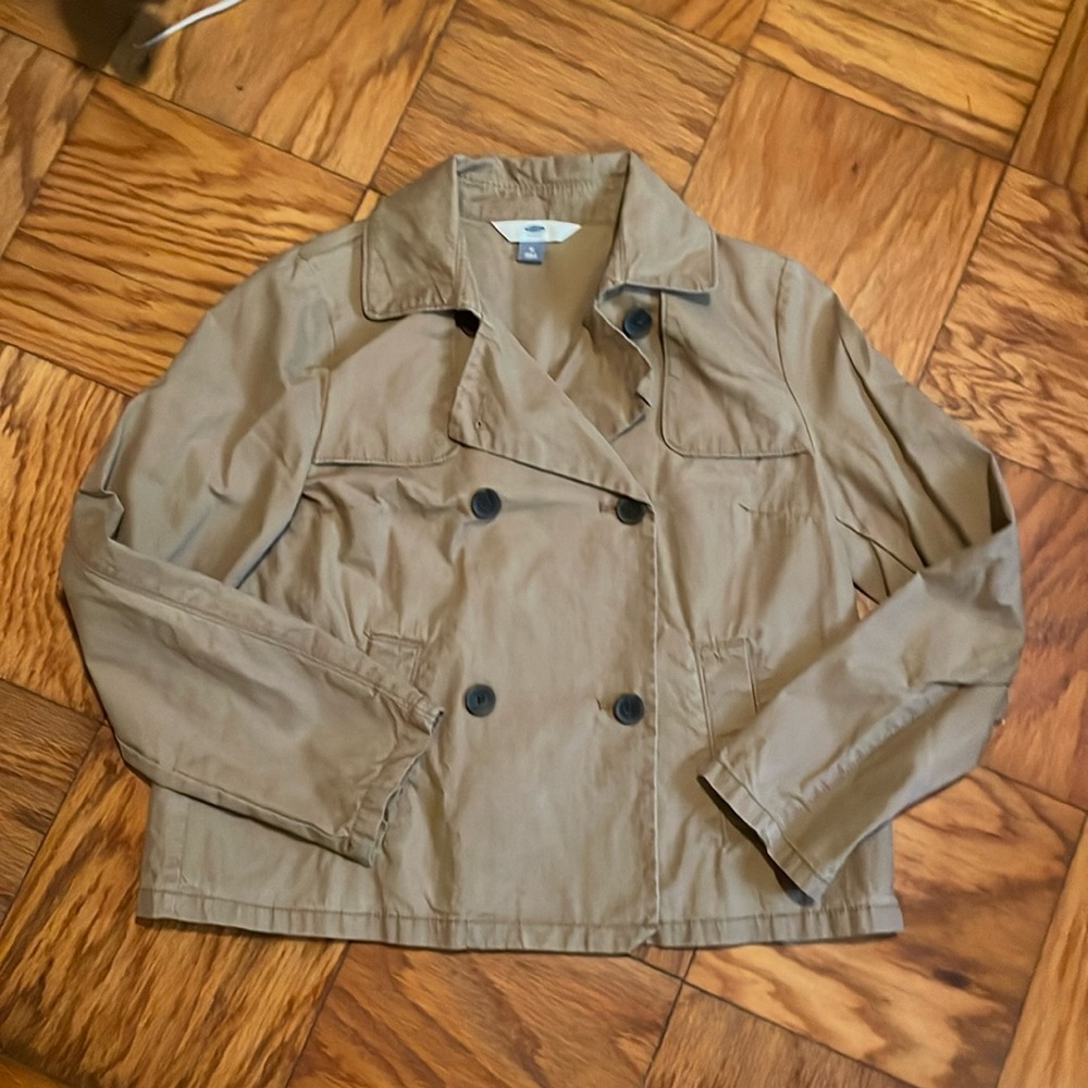 Women’s Old Navy Cotton Blend Khaki Double breasted blazer Size Medium